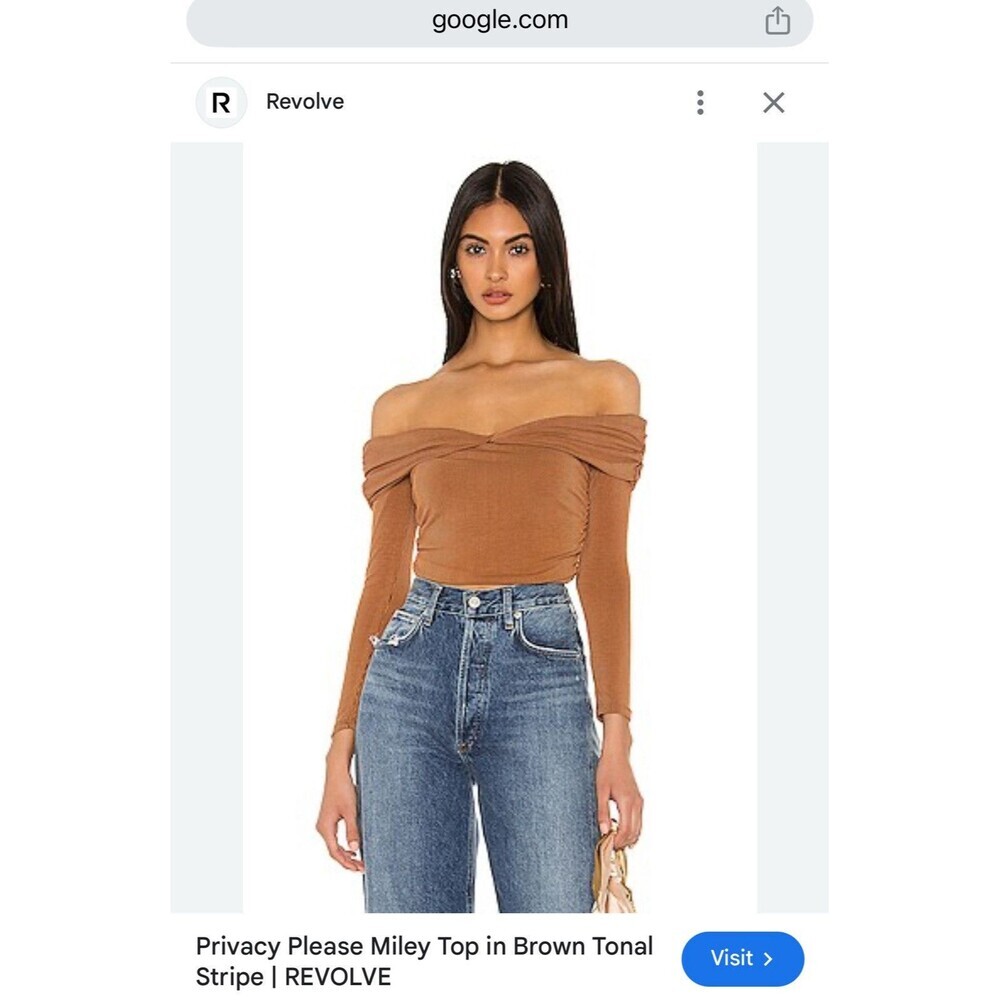 Revolve Privacy Please Miley Top In Brown Tonal Stripe Cropped New Sz XS
